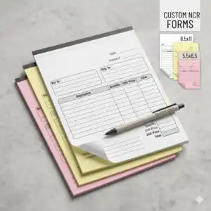 Custom Business Forms product image with an offset stack of carbonless forms