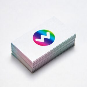 Custom Business Cards product image with a stack of white business cards with a logo on it