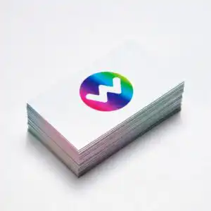 Custom Business Cards product image with a stack of white business cards with a logo on it