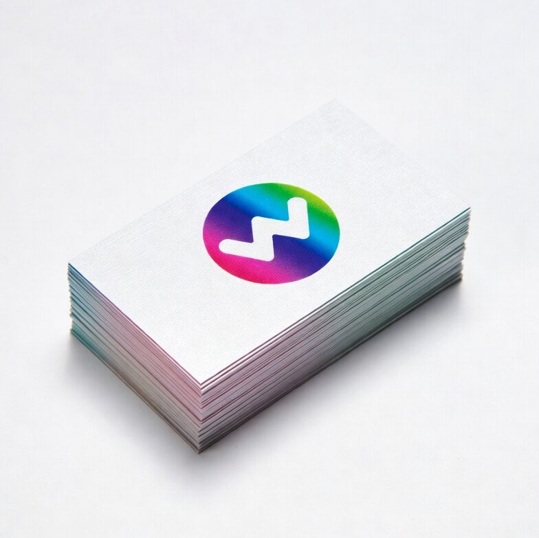 Custom Business Cards product image with a stack of white business cards with a logo on it