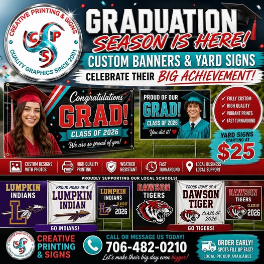 Graduation Season with Creative Printing and Signs photo that has all the company specials on it