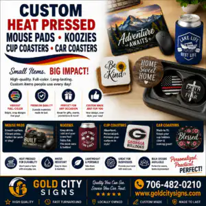 Dahlonega GA Custom Heat Pressed Mouse Pads, koozies and Car Coasters