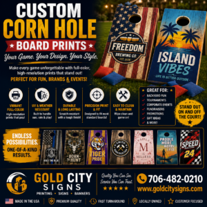 Custom Corn Hole Board Prints for your boards from from a Dahlonega, GA Print shop