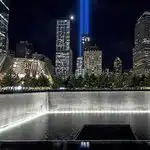 Photo of the Lights that replaced the Twin Towers at the World Trade Center on September 11, 2001
